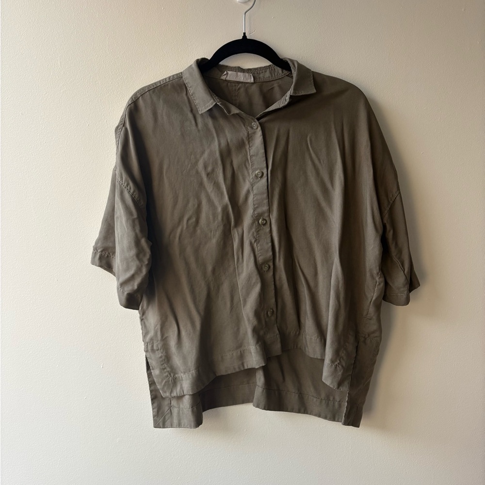 Olive Green Button-Up Shirt